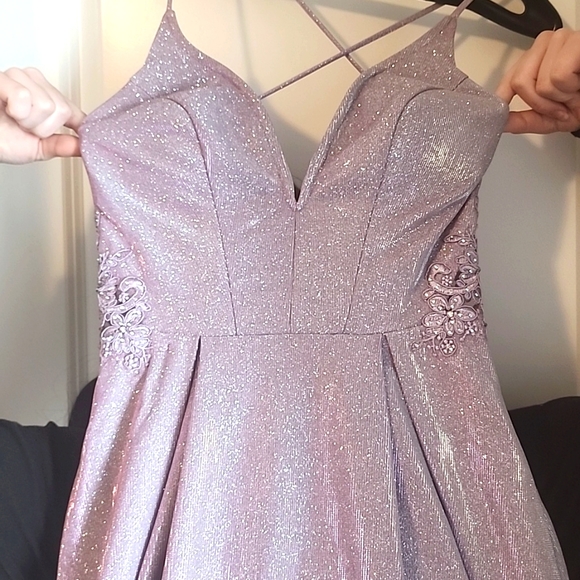 City Studio Purple Iridescent Full Length Prom Dress Strappy Back (Size 5) - Picture 5 of 12